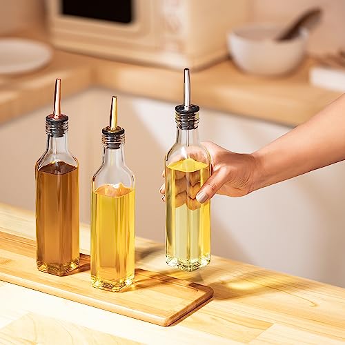 SAND DUNE Set of 2, 250 ml Each Glass Oil Dispenser Bottle for Kitchen | Stainless Steel Leak-Proof Silver Cork | Transparent Oil Pourer - Image 2