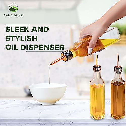 SAND DUNE Set of 2, 250 ml Each Glass Oil Dispenser Bottle for Kitchen | Stainless Steel Leak-Proof Silver Cork | Transparent Oil Pourer - Image 3