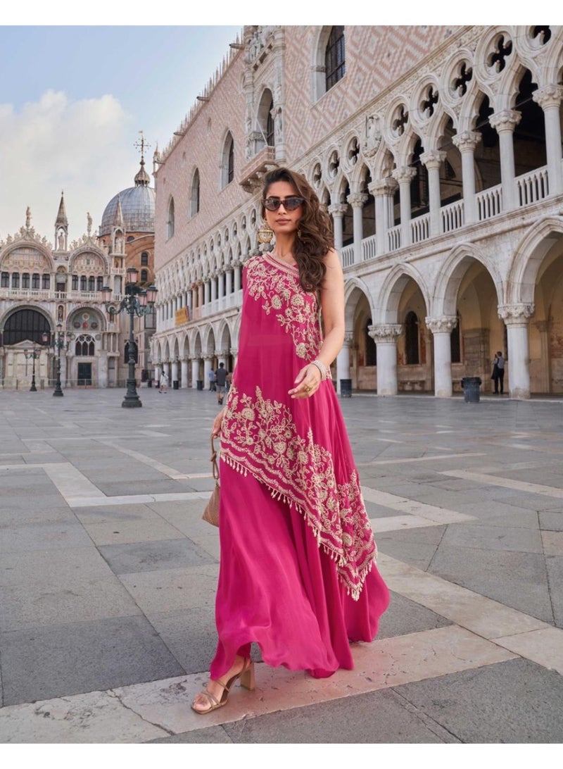 Ameya طقم سالوار سوت مع تطريز كريب