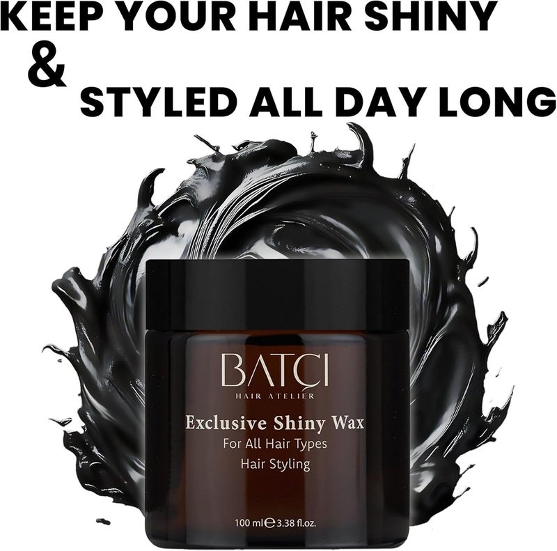High strength upgraded material Batci Exclusive Shiny Wax Long-Lasting Radiant Shine Hair Wax, 100ml Simplified versatile design - Image 4