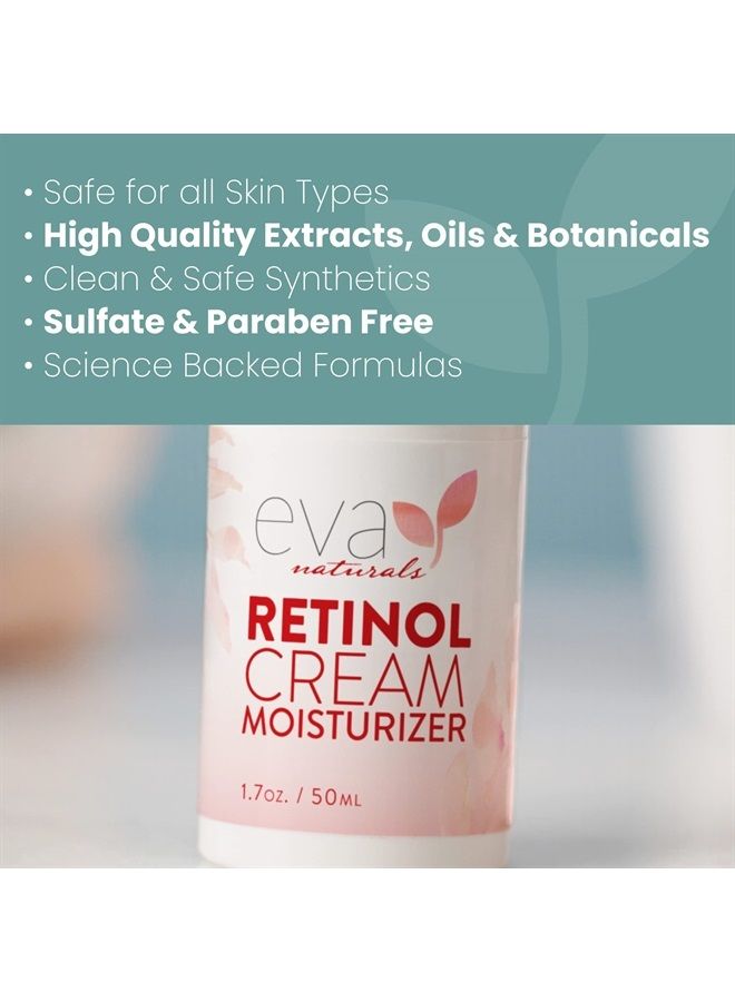 Eva Naturals Anti-Aging Retinol Cream For Face - Anti-Wrinkle Retinol Moisturizer Day & Night Face Cream With Hyaluronic Acid & Vitamin E For Women and Men - Reduce Fine Lines & Dark Spots (2 oz) - Image 4