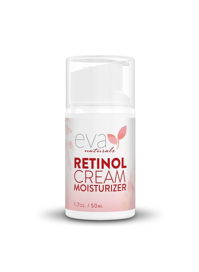 Eva Naturals Anti-Aging Retinol Cream For Face - Anti-Wrinkle Retinol Moisturizer Day & Night Face Cream With Hyaluronic Acid & Vitamin E For Women and Men - Reduce Fine Lines & Dark Spots (2 oz) - Image 1