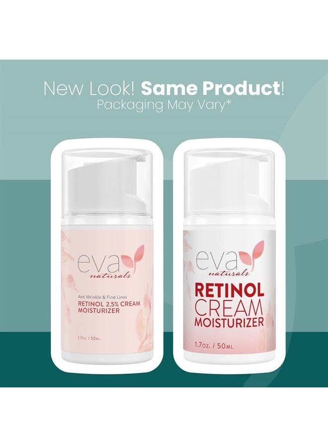Eva Naturals Anti-Aging Retinol Cream For Face - Anti-Wrinkle Retinol Moisturizer Day & Night Face Cream With Hyaluronic Acid & Vitamin E For Women and Men - Reduce Fine Lines & Dark Spots (2 oz) - Image 2