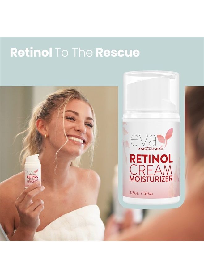 Eva Naturals Anti-Aging Retinol Cream For Face - Anti-Wrinkle Retinol Moisturizer Day & Night Face Cream With Hyaluronic Acid & Vitamin E For Women and Men - Reduce Fine Lines & Dark Spots (2 oz) - Image 5