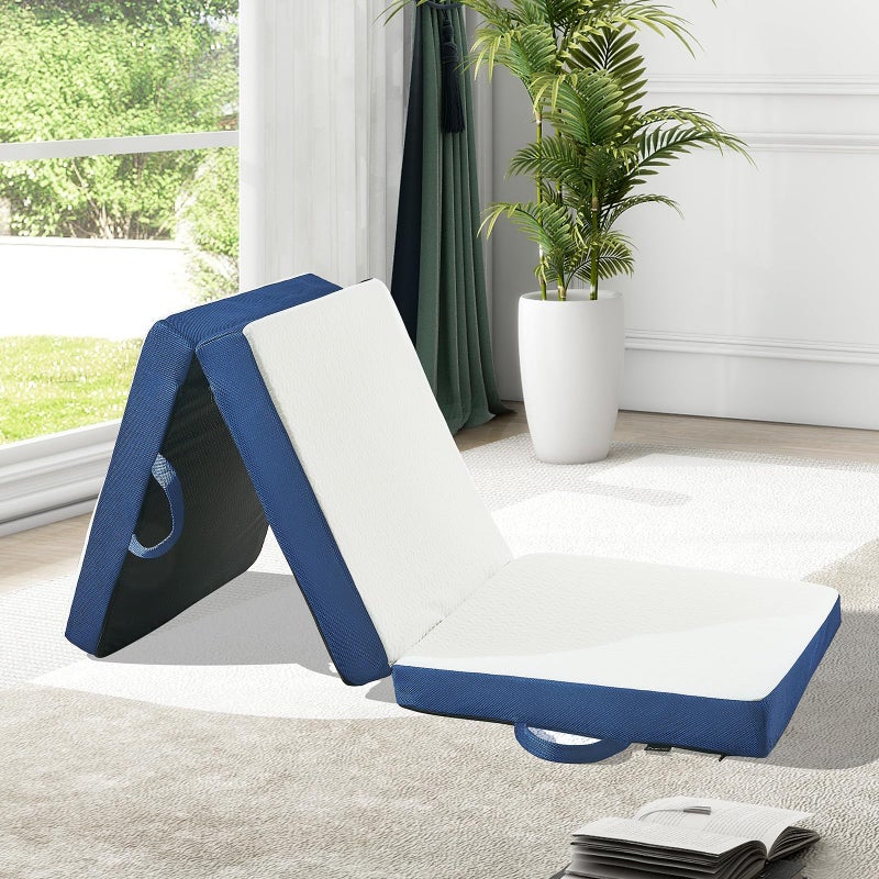 CYMULA Folding Mattress Single Size,6 inch Memory Foam Tri Portable Trifold Mattress Topper Single with Breathable & Washable Cover, Foldable Guest Bed for Camping(25"Ã—75"Ã—6") - Image 1