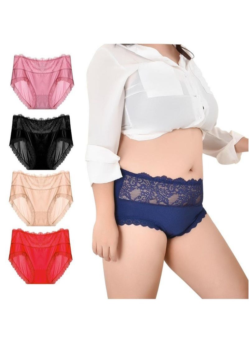 NIBEMINENT - 5Pcs Oversized High Waist Lace Panel Women's Panties - Image 1