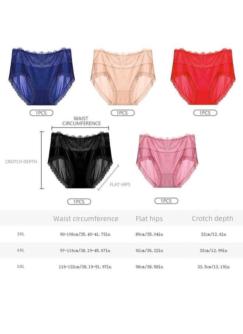 NIBEMINENT - 5Pcs Oversized High Waist Lace Panel Women's Panties - Image 1