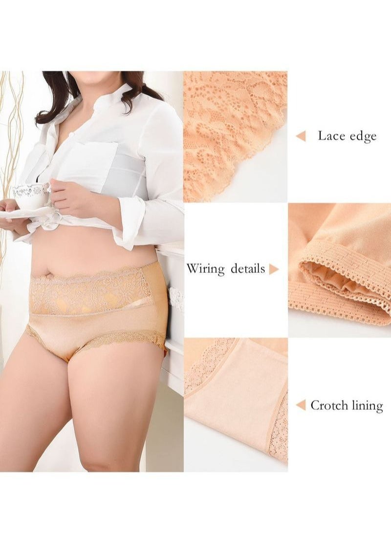 NIBEMINENT - 5Pcs Oversized High Waist Lace Panel Women's Panties - Image 1