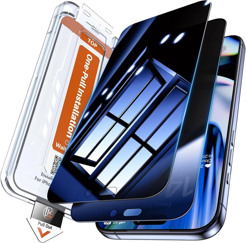 LK 2 Pack for iPhone iPhone 17 Pro Max Privacy Screen Protector [New Upgrade] [Auto Dust Removal] Anti-Spy Tempered Glass Screen Protector for 17 Pro Max, No bubbles, Easy Installation, Case Friendly - Image 1