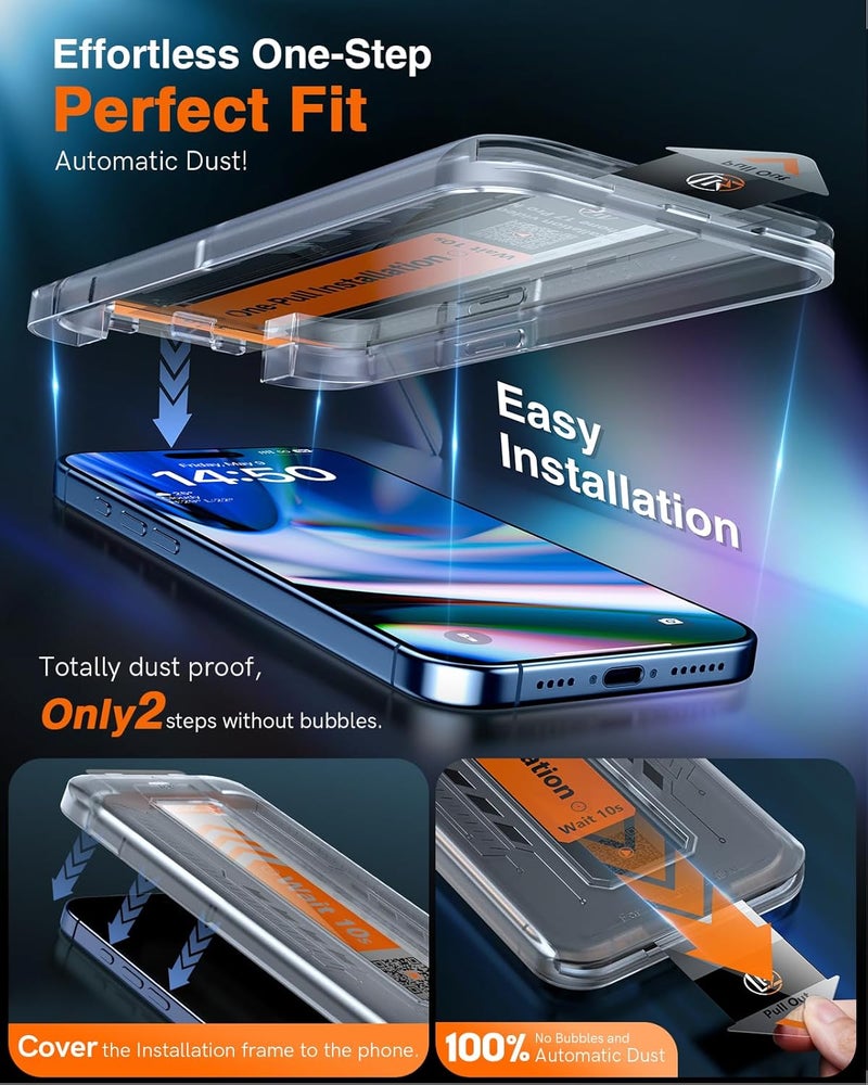 LK 2 Pack for iPhone iPhone 17 Pro Max Privacy Screen Protector [New Upgrade] [Auto Dust Removal] Anti-Spy Tempered Glass Screen Protector for 17 Pro Max, No bubbles, Easy Installation, Case Friendly - Image 3