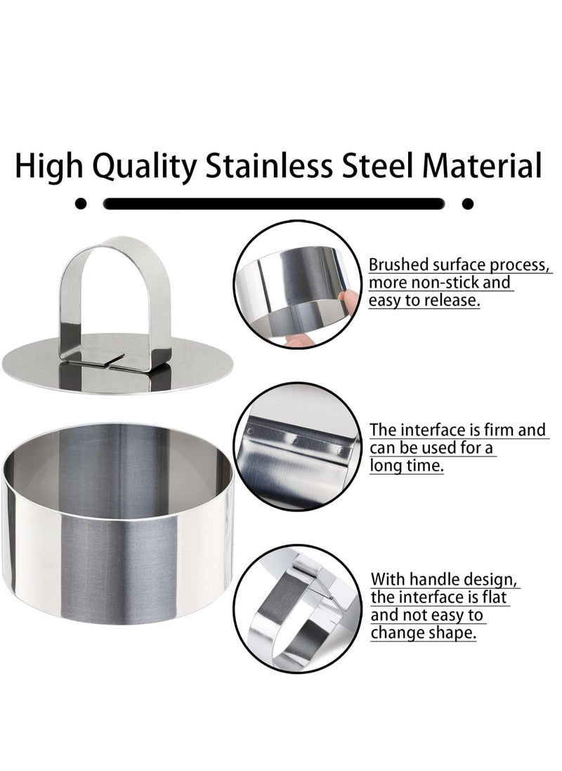 Oasisgalore 4 Pack 3.15" Stainless Steel Round Cake Ring Mold Set with Pusher & Lifter for Baking, Desserts, Pastry, Eggs  - Image 2