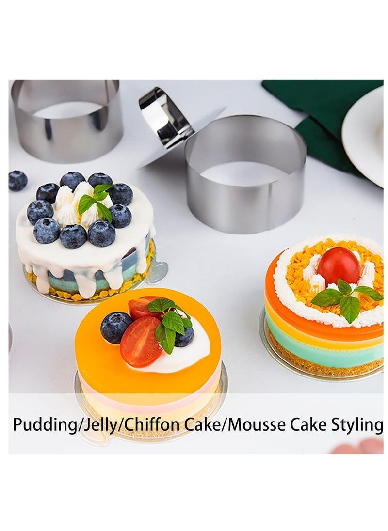 Oasisgalore 4 Pack 3.15" Stainless Steel Round Cake Ring Mold Set with Pusher & Lifter for Baking, Desserts, Pastry, Eggs  - Image 5