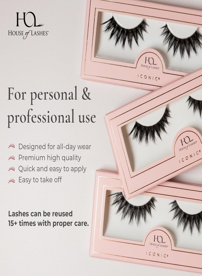 House of Lashes Iconic False Eyelashes - Comfortable Fake lashes for Bold Daring Look, Easy and Reusable Faux Mink Lashes for All Eye Shapes - Image 4