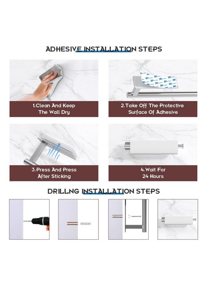 ASTOFLI Paper Towel Holder Under Cabinet No Drilling, Self Adhesive Paper Towel Holder Wall Mount for Kitchen Rack, Under Counter Napin Holder No Drill, RV, 304 Stainless Steel, Silver - Image 5