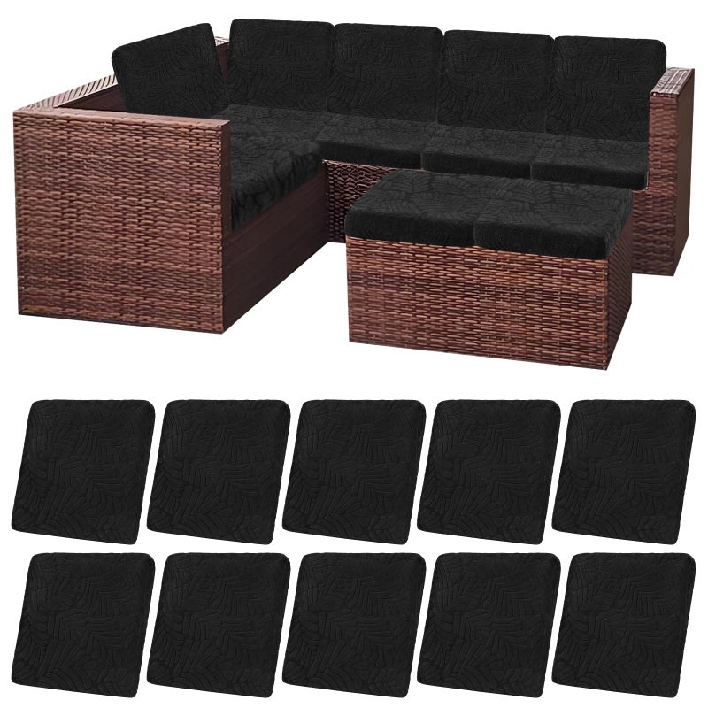 HEBE RUGS HEBE Outdoor Patio Cushion Covers Set of 10 Waterproof Stretch Seat Cushion Cover for Patio Furniture Clearance Outdoor Sofa Cushion Cover Replacement Couch Slipcovers Chair Seat Cover  - Image 1