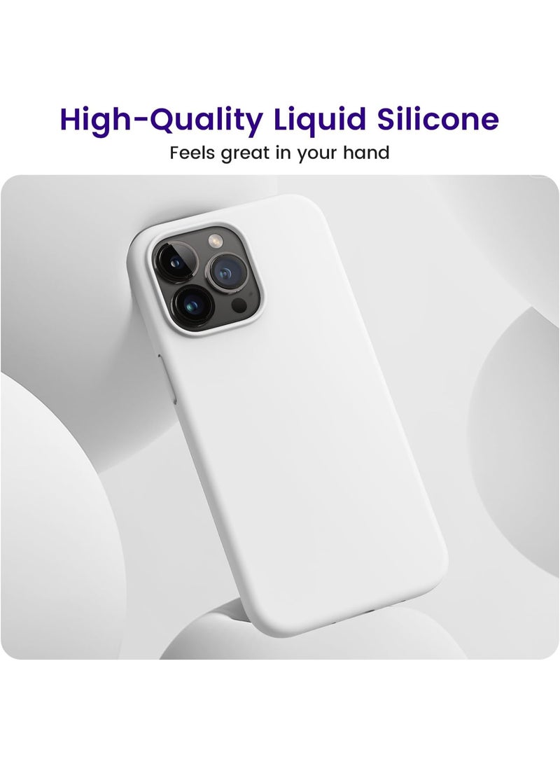 متوافق مع غطاء iPhone 15 Pro Max، غطاء حماية كامل للجسم مصنوع من مطاط السيليكون السائل الناعم الممتاز لهاتف iPhone 15 Pro Max (أبيض) - Image 2