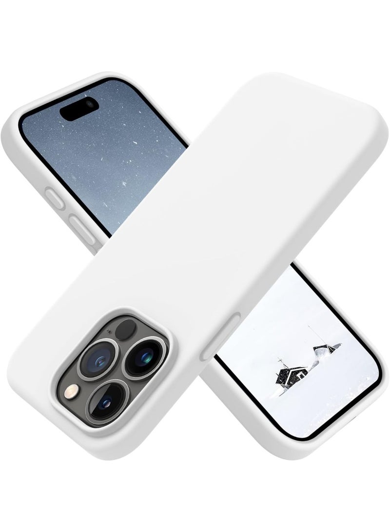 متوافق مع غطاء iPhone 15 Pro Max، غطاء حماية كامل للجسم مصنوع من مطاط السيليكون السائل الناعم الممتاز لهاتف iPhone 15 Pro Max (أبيض) - Image 1