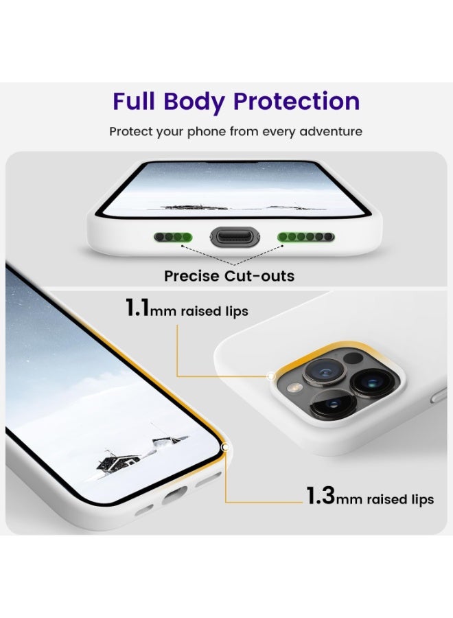 متوافق مع غطاء iPhone 15 Pro Max، غطاء حماية كامل للجسم مصنوع من مطاط السيليكون السائل الناعم الممتاز لهاتف iPhone 15 Pro Max (أبيض) - Image 4