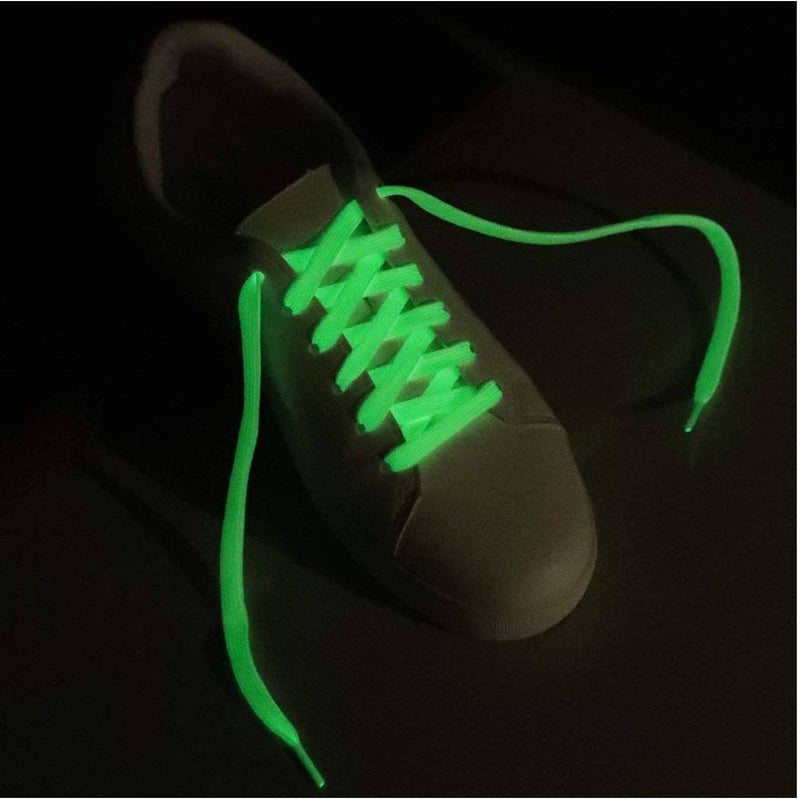 Lify Luminous Shoelace Athletic Sport Flat Shoe Laces Glow in The Dark Night- White- 1 Pair - Image 2