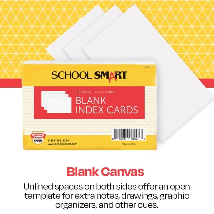 School Smart Unruled Index Cards, 4 x 6 Inches, White, Pack of 100 - Image 4