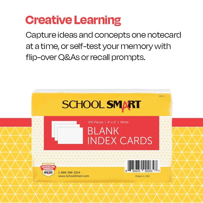 School Smart Unruled Index Cards, 4 x 6 Inches, White, Pack of 100 - Image 3