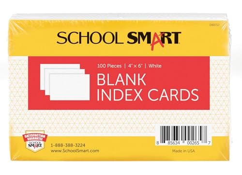 School Smart Unruled Index Cards, 4 x 6 Inches, White, Pack of 100 - Image 1