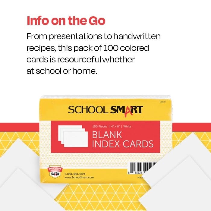 School Smart Unruled Index Cards, 4 x 6 Inches, White, Pack of 100 - Image 5