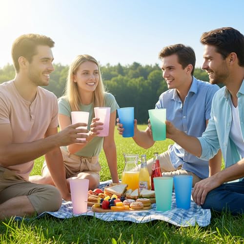 AOYITE Large Plastic Cups Reusable - 32 oz Big Drinking Cups set of 8 - BPA Free Dishwasher Safe Water Tumblers - Unbreakable Drink Cup for Kids Kitchen Outdoor - Image 5
