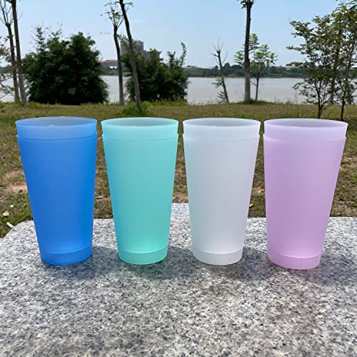 AOYITE Large Plastic Cups Reusable - 32 oz Big Drinking Cups set of 8 - BPA Free Dishwasher Safe Water Tumblers - Unbreakable Drink Cup for Kids Kitchen Outdoor - Image 2