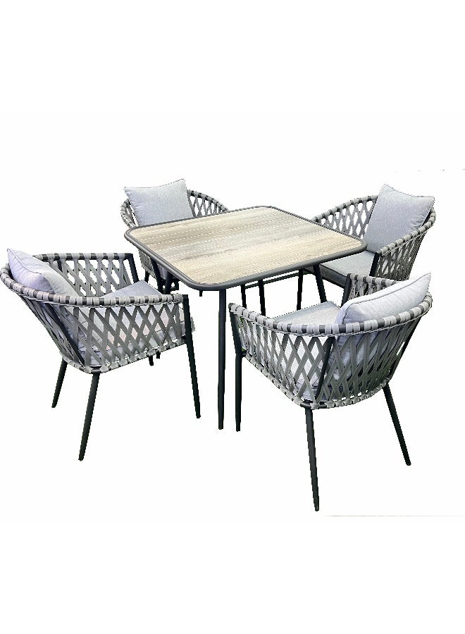 Oasis Casual GREY COLOR STEEL DINING SET WITH CUSHIONS - Image 1