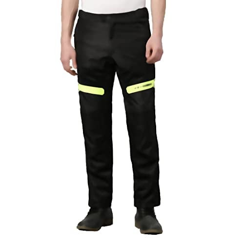 TVS Riding Pants for Men with CE Level-2 Knee Armor, High-Abrasion Resistance |Adjustable Comfort Fit Mesh for Ventilation|Day-Night Reflective Safety|Motorcycle Bike Accessories- (Black/Neon-XL) - Image 1