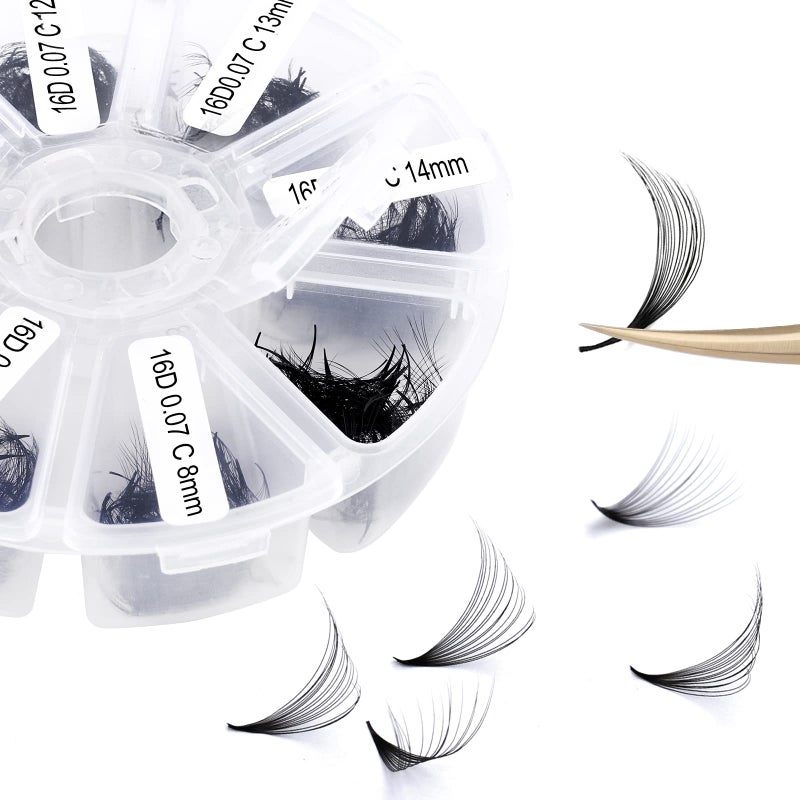 Premade Fans Short Stem 500 PCS 16D Eyelash Extensions 007mm CD Curl 916mm Mixed WENDY LASHES Russian Volume Premade Lash Extension 500PCS16D007D 916mm mixed