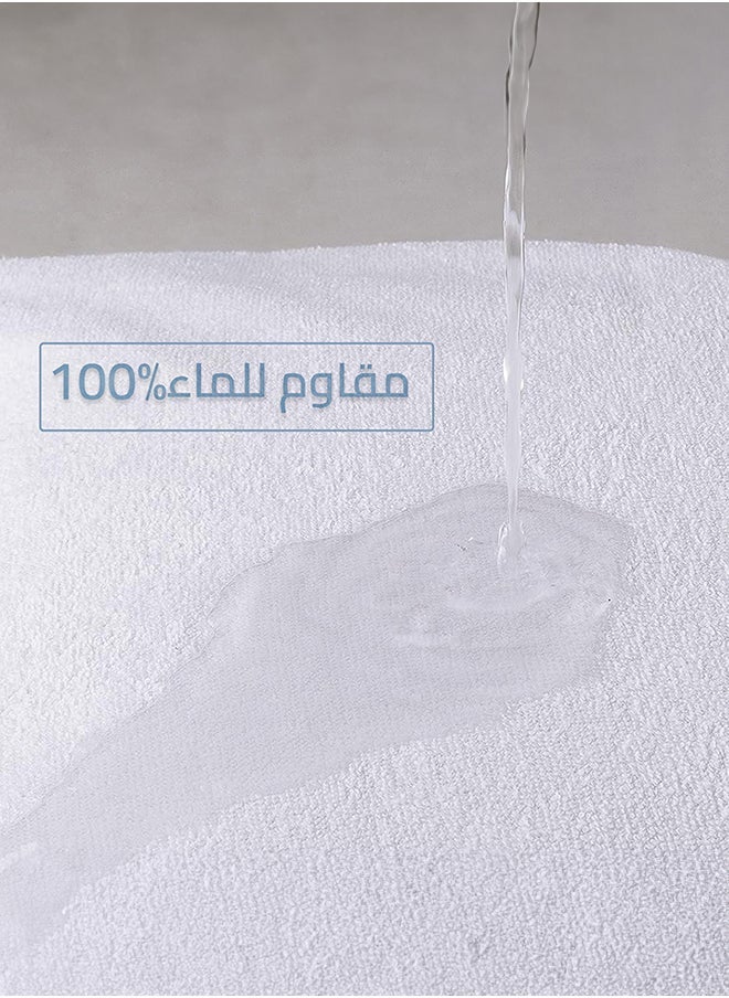 House One 2 Piece | Cotton Waterproof Pillow Protector 100% Soft Cotton Queen Size Pillows Case Cover 75x50 cm - White - Image 2