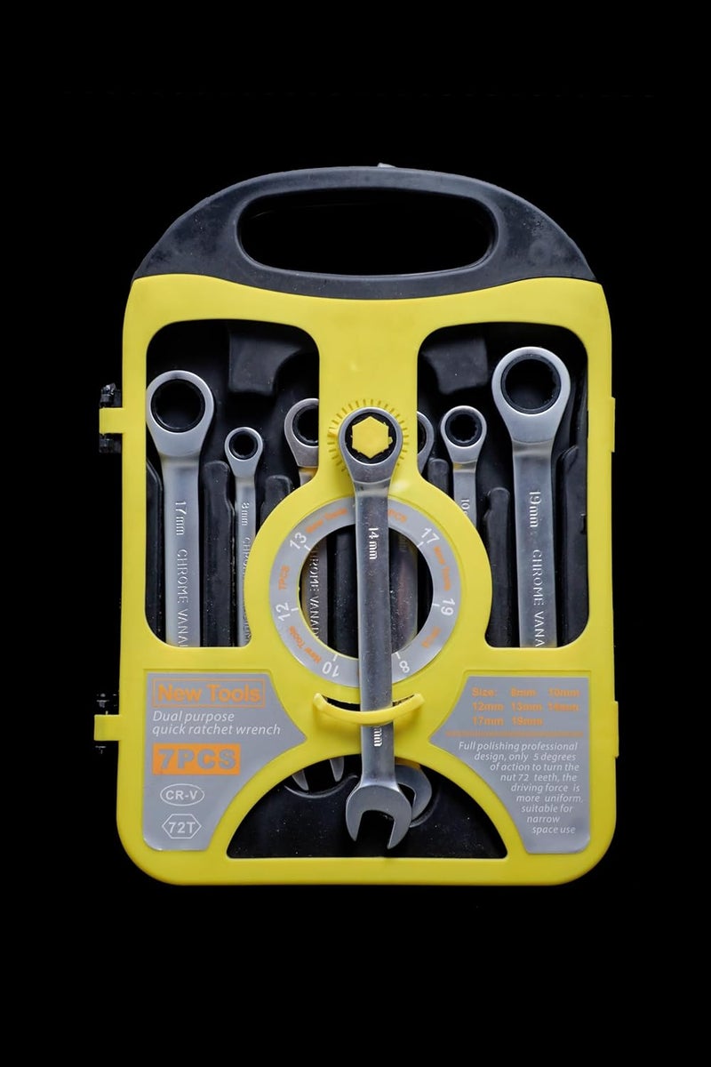 SNE 7 pcs Ratchet Spanner ring sets 12 point Wrench Set Assorted Sizes Metric Standards heavy duty tools - Image 5