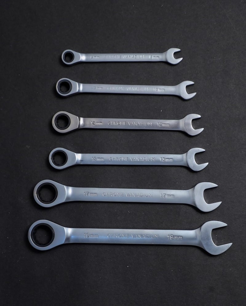 SNE 7 pcs Ratchet Spanner ring sets 12 point Wrench Set Assorted Sizes Metric Standards heavy duty tools - Image 4
