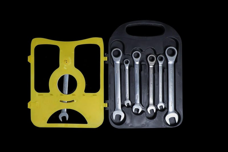 SNE 7 pcs Ratchet Spanner ring sets 12 point Wrench Set Assorted Sizes Metric Standards heavy duty tools - Image 3