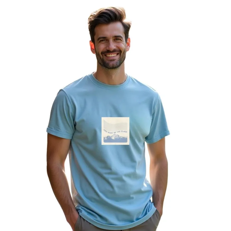 نوبيرو Men's Cotton Regular Fit T-Shirt in Blue