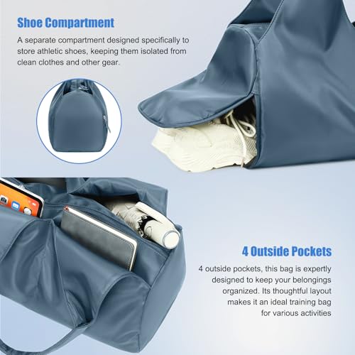 Forestfish Yoga Gym Bag For Women With Shoes Compartment & Wet Dry Storage Pockets Lightweight Duffel Bag, Navy - Image 5