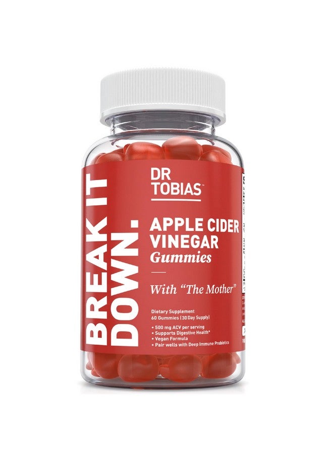 Dr. Tobias Dr. Tobias Apple Cider Vinegar Gummies, Includes 500 mg Apple Cider Vinegar with Mother, Folate, B12 & Iodine, Supports Gut Health, Cleanse & Detox, Vegan, Gluten-Free, 60 Gummies  - Image 1