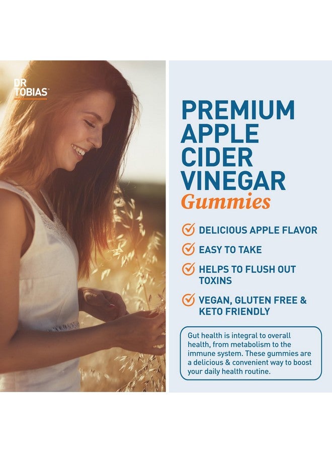 Dr. Tobias Dr. Tobias Apple Cider Vinegar Gummies, Includes 500 mg Apple Cider Vinegar with Mother, Folate, B12 & Iodine, Supports Gut Health, Cleanse & Detox, Vegan, Gluten-Free, 60 Gummies  - Image 4