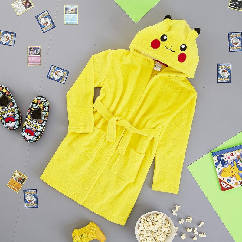 Pokémon Store روب فليس أولاد بوكيمون مع غطاء رأس وآذان بيكاتشو ثلاثية الأبعاد رداء استحمام للأطفال مع حزام وجيوب ملابس مريحة ناعمة هدايا للأولاد - Image 3