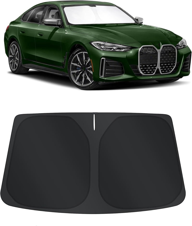 TINGLU Sun Shade for BMW i4 M50 2022-2024 2025 Accessories Windshield Sun Shade Window Shade UV Rays Protection Sun Visor Cover with Steering Wheel Sunshade Storage Bag - Image 1