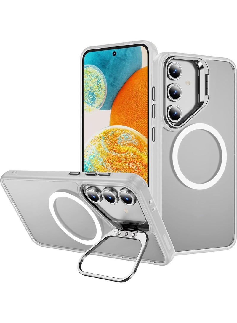 حالة لهاتف Samsung Galaxy S24 FE (2024)، غطاء مضاد للسقوط مع لوحة قابلة للطي محمي للعدسة، غطاء خلفي حماية عالي الرقة مضاد للصدمات．