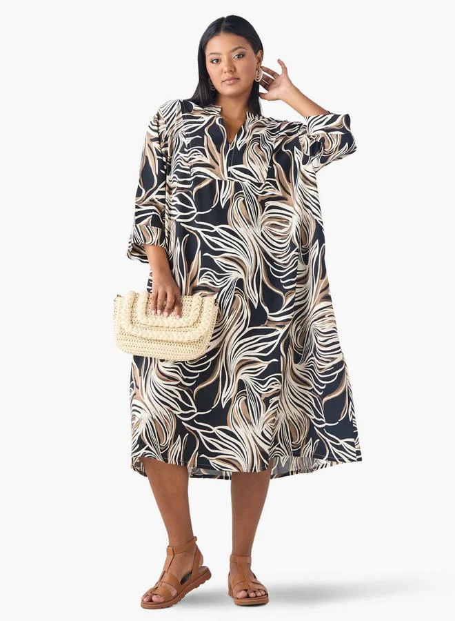 Ulla Popken Plus Size Ulla Popken Printed A-line Dress