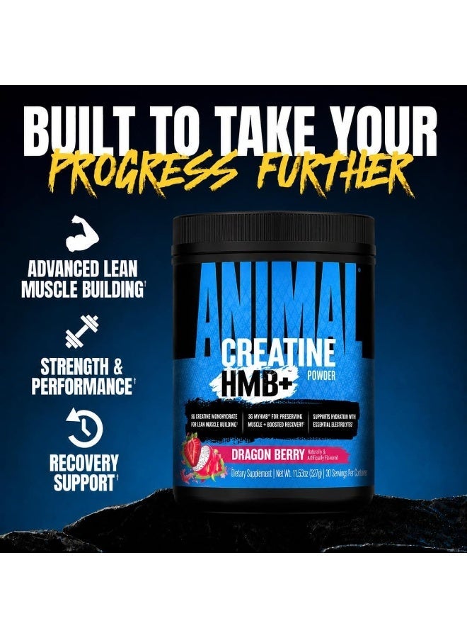 ANIMAL Universal Nutrition Animal Creatine HMB+ Powder, Dragon Berry, 327g, 5g Creatine Monohydrate + 3g myHMB, Electrolytes, 30 Servings - Image 2