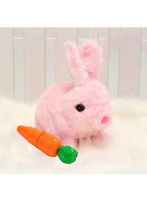 Amazon's Children's Easter Basket Filler Interactive Digital Rabbit Cat Plush Toy Can Walk-Color:Pink Rabbit With Carrots 150g