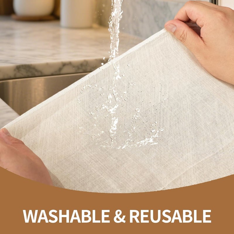 Siligruppo 4-Pack Hemmed Cheesecloths - 20"X20" Reusable Unbleached Cotton For Cheese Making, Nut Milk, Yogurt Straining & Crafts. Food-Grade, Pre-Cut With Reinforced Edges - Image 3