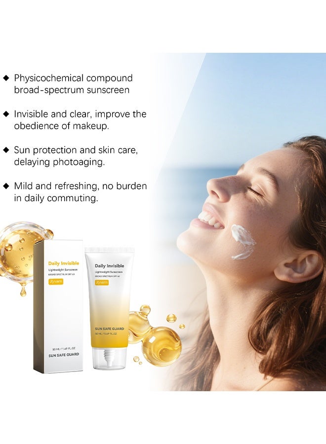 Zyvarn Daily Invisible Lightweight Sunscreen With Broad Spectrum SPF 40, Clear Face Sunscreen, Invisible Sunscreen For Face, Makeup Primer, Lightweight Daily Face Sunscreen, Oil Free, Lightweight & Fast Absorbing, Water & Sweat Resistant Daily Sun Defense, 50ml - Image 3