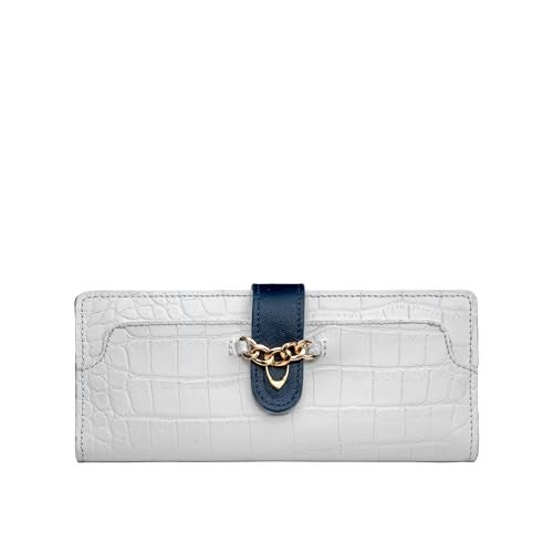 Hidesign Men Leather Wallet- White M Blue - Image 1
