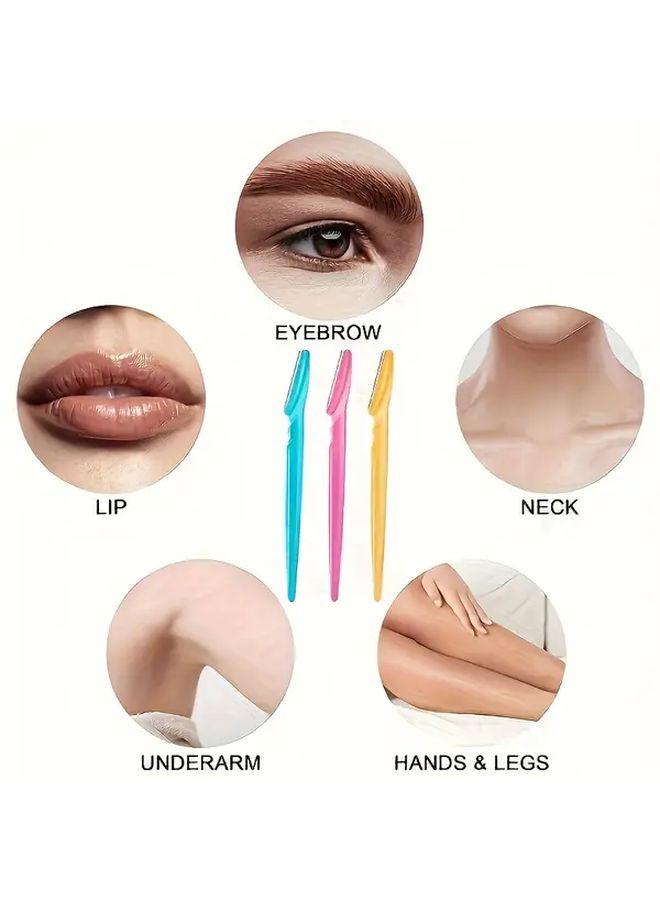 3pcs Stainless Steel Eyebrow Trimmer Set With Safety Cover Beginner Friendly Unisex Grooming Tool For Men Women Mixed Colors Includes 2 Scissors Sleek Design Durable Construction Home Use Eyebrow Pencil Shaver Razor - Image 2